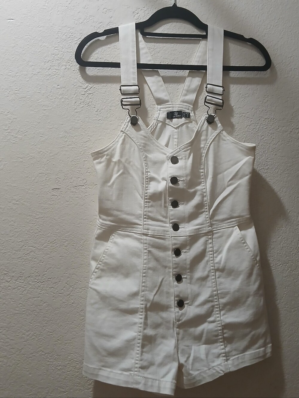 Volcom M White Button-Front Overall Dress